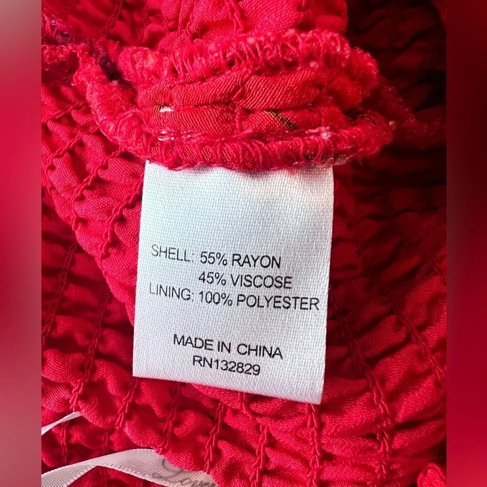 Lovers + Friends Red Floral Smocked Mini Skirt with Ruffle Hem Large
